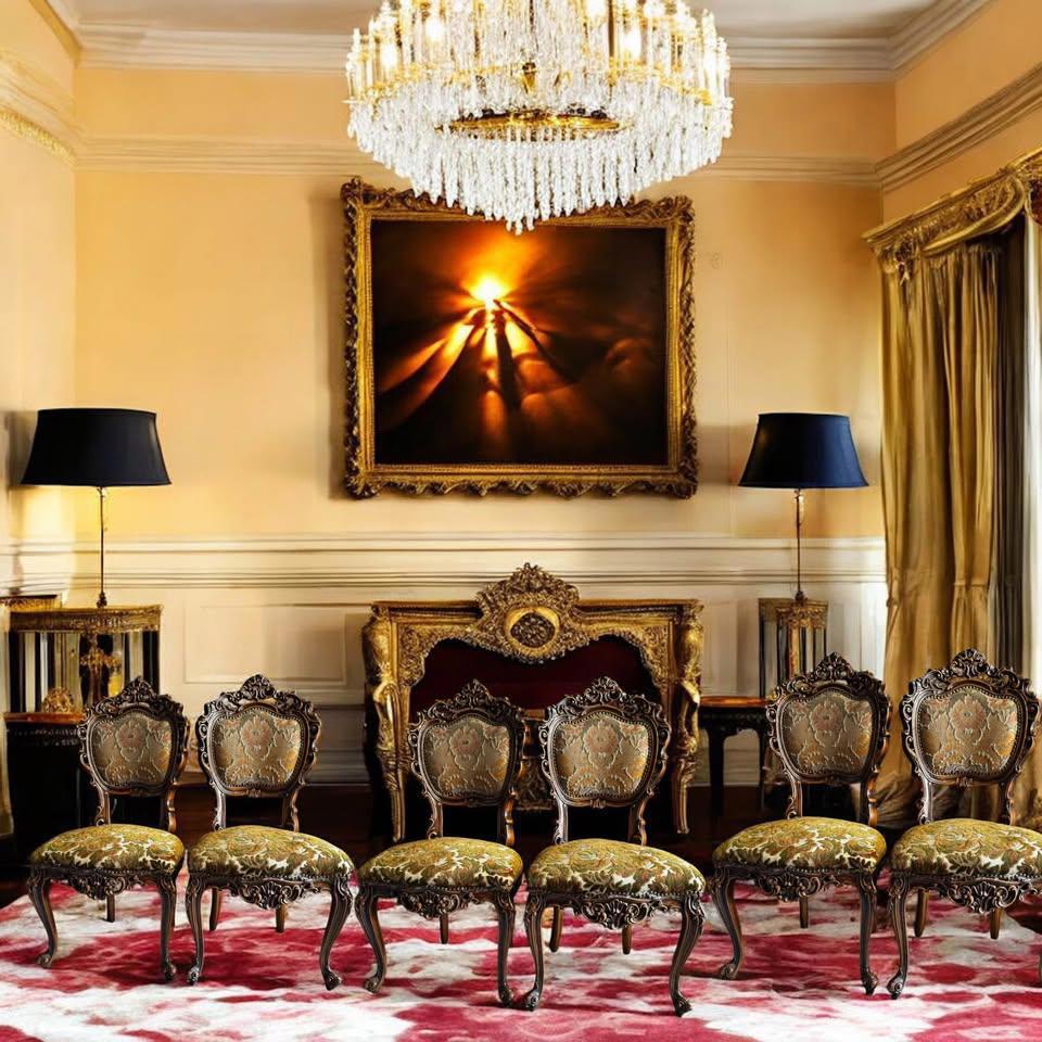 Beautiful baroque vintage dining chairs 6 pieces available solid strong
