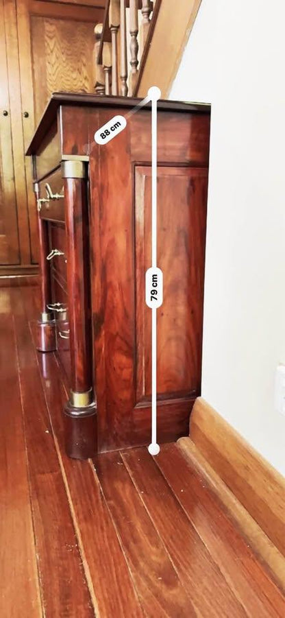 Antique European Brass Inlay Masterpiece cabinet sideboard hall stand hallway