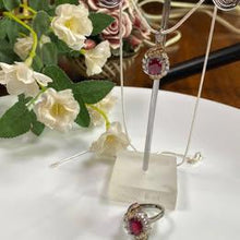 Load image into Gallery viewer, natural ruby pendant and ring set in S925 adjustable
