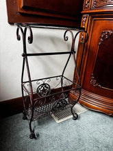 Load image into Gallery viewer, 65h x 34w x 22d cm brass vintage style magazine basket magazine rack
