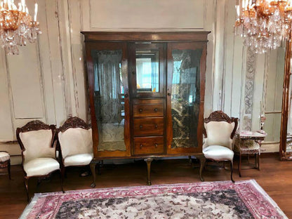 antique mahogany large display cabinet sideboard wall unit comes into 3 parts