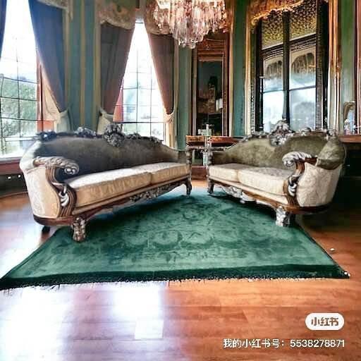 Elegant Vintage Upholstered Sofa Set 1.8m +1.5m 3 seats +2 seats renewed