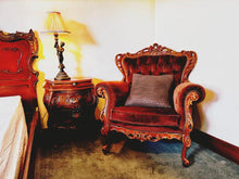 Load image into Gallery viewer, Vintage baroque bedside tables dresser queen bed matching sofas and lamps Italy
