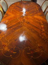 Load image into Gallery viewer, Extended vintage dinner table with 10 large dining chairs excellent condition
