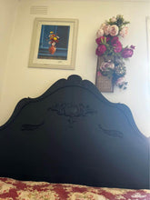 Load image into Gallery viewer, Elegant Vintage Black Bed Frame with Intricate Carvings double frame double bed
