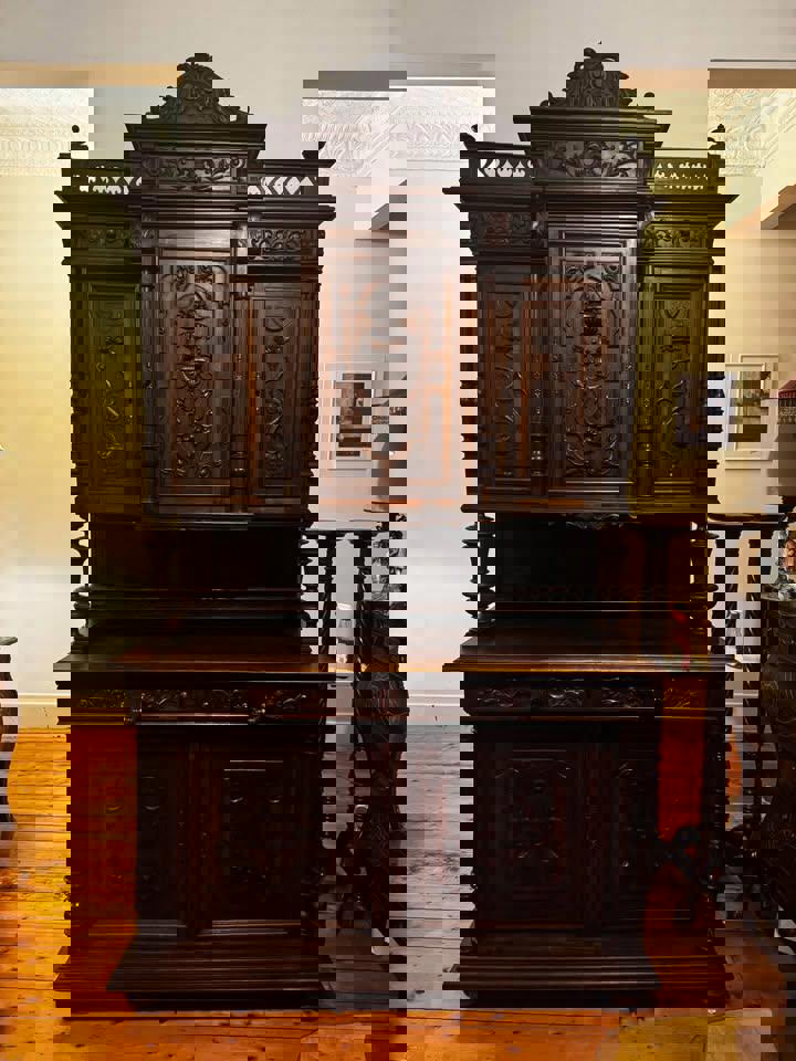 Antique Henry II wall unit sideboard buffet 1800s excellent condition