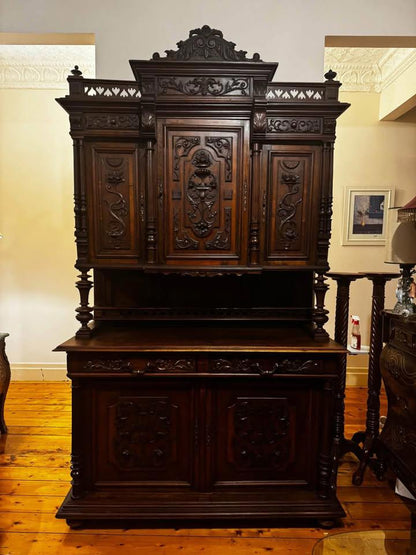 Antique Henry II wall unit sideboard buffet 1800s excellent condition