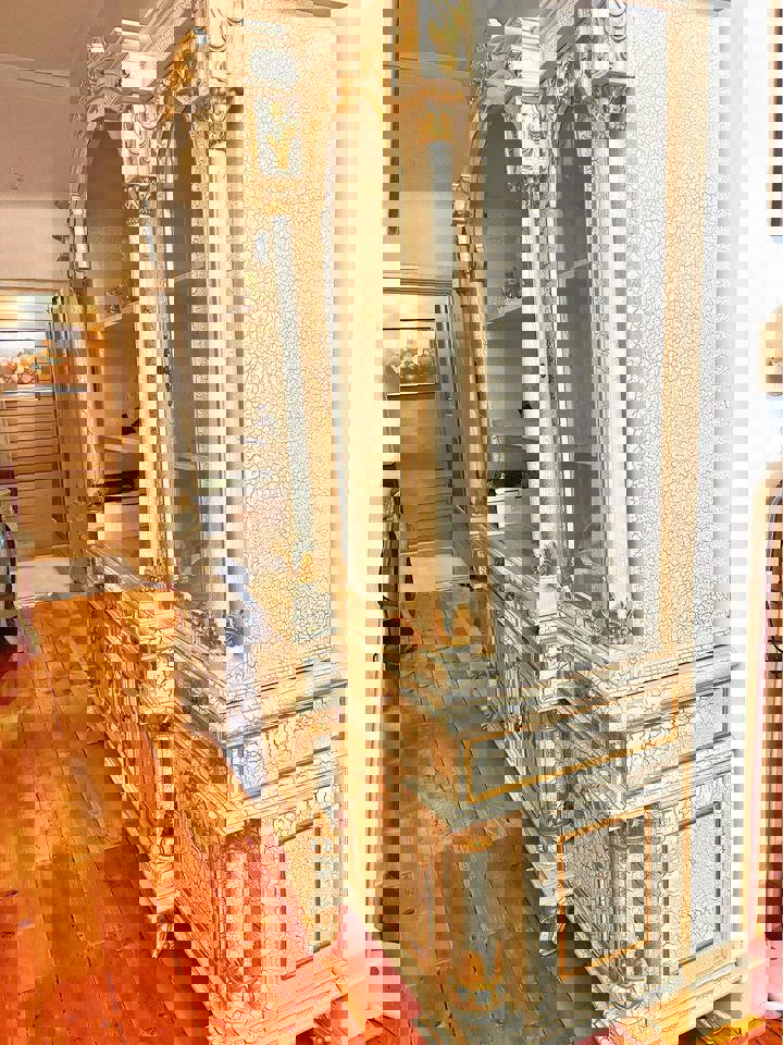 antique white large bookshelf sideboard buffet display cabinet wall unit