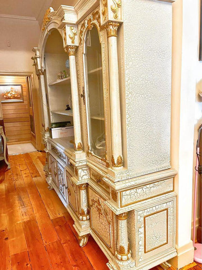 antique white large bookshelf sideboard buffet display cabinet wall unit