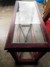 Load image into Gallery viewer, Hallway stand Hall stand console table glass top solid timber vintage
