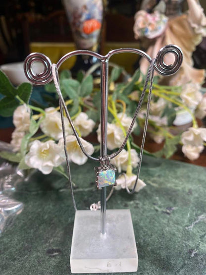 Cute opal pendent in S925 chain for display only cube necklace