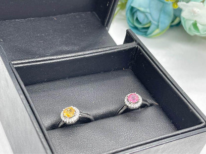 Stunning Dual Gemstone Ring Set - Pink & Yellow/Green Stones