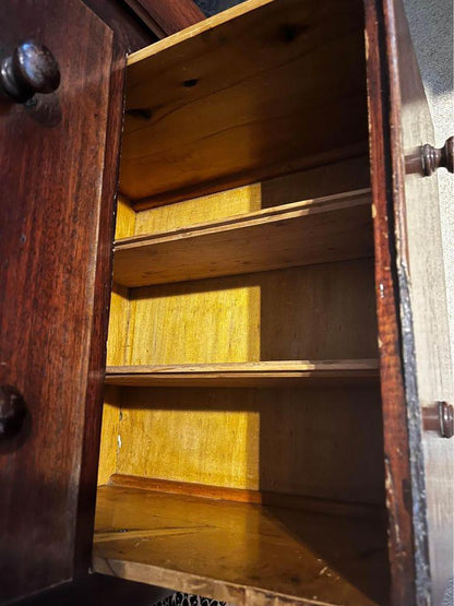 antique mahogany large display cabinet sideboard wall unit comes into 3 parts