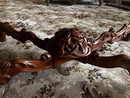 Mahogany Wood HandCarved GetrudeHall/ConsoleTable/center table Marble 88x145x87h