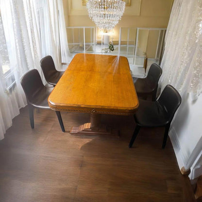 Antique small extended dining table solid timber with 4 chairs