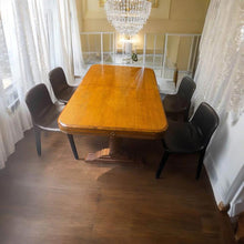 Load image into Gallery viewer, Antique small extended dining table solid timber with 4 chairs
