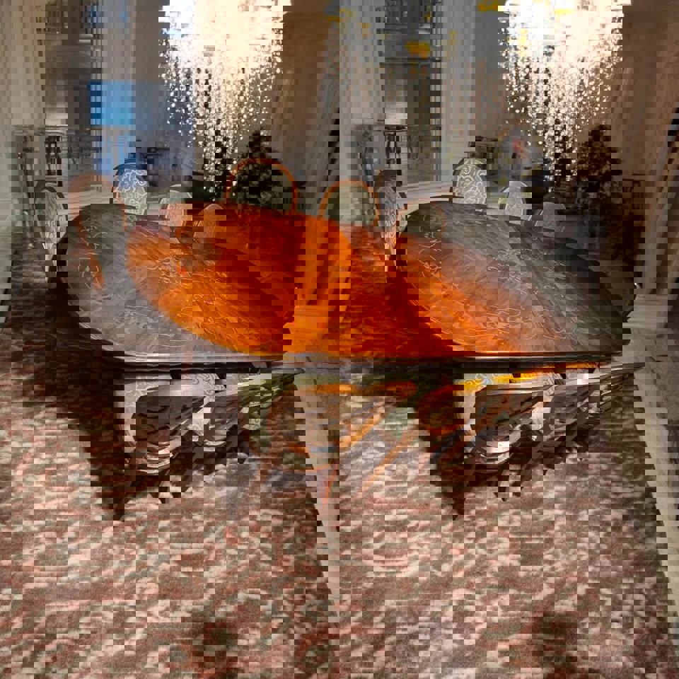 (240+30)x115x75h cm extendable dining table with 8 matching are dining chairs