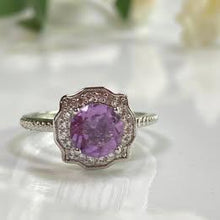 Load image into Gallery viewer, Natural Amethyst ring in silver adjustable purple ring
