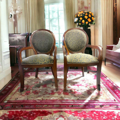 Extended vintage dinner table with 10 large dining chairs excellent condition