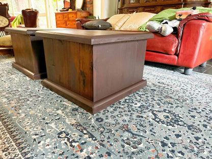 A pair corner tables rustic style joint coffee table solid timber