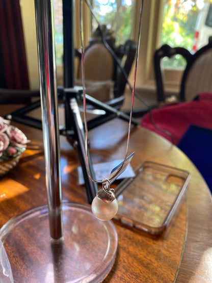 16mm giant natural pearl pendent in s925 necklace with certificate