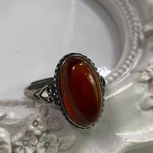Load image into Gallery viewer, Vintage style S925 Garnet adjustable ring
