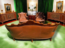 Load image into Gallery viewer, Vintage real leather sofa set made in Italy excellent 3 seat+ 2xsingle seat +coffee table
