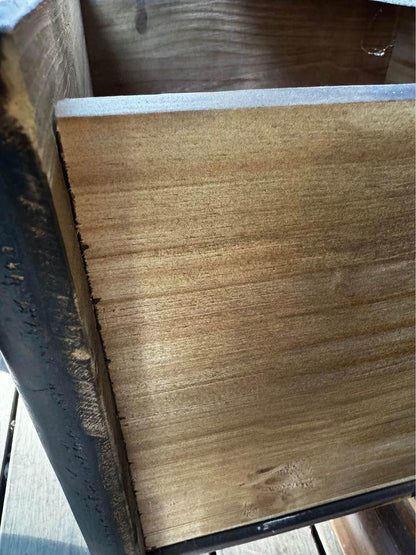 Large thick rustic wooden coffee table tv unit sideboard and a pair matching corner tables