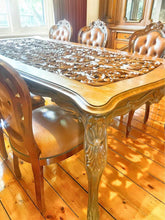 Load image into Gallery viewer, Large antique timber dining table 245x115x76cm beautiful hand carved flowers
