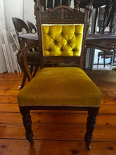 Load image into Gallery viewer, 100 years antique tiger wood dining table with brass inlays 4 antique chairs
