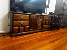 Load image into Gallery viewer, Vintage TV unit sideboard hall table tall boy chest of drawers solid timber
