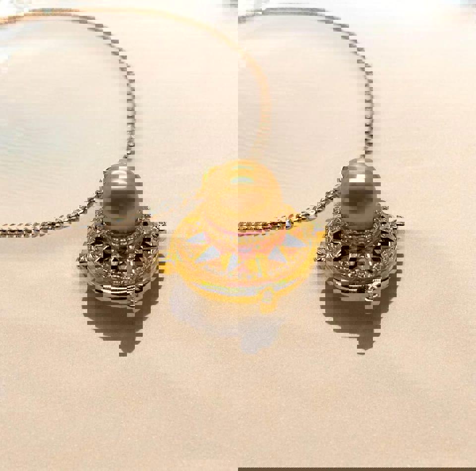 S925 Golden South Sea Pearl Pendant with certificate