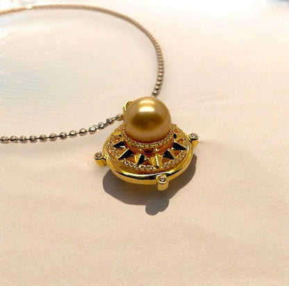 S925 Golden South Sea Pearl Pendant with certificate
