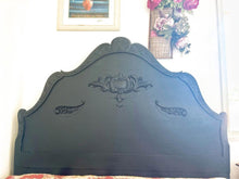 Load image into Gallery viewer, Elegant Vintage Black Bed Frame with Intricate Carvings double frame double bed
