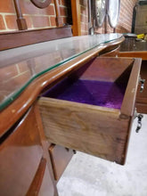 Load image into Gallery viewer, Mahogany antique dresser dressing table with glass table kidney style sideboard
