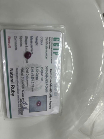1.12 Ct and 1.48 Ct  natural ruby from Kashmir region Purplish red with certif