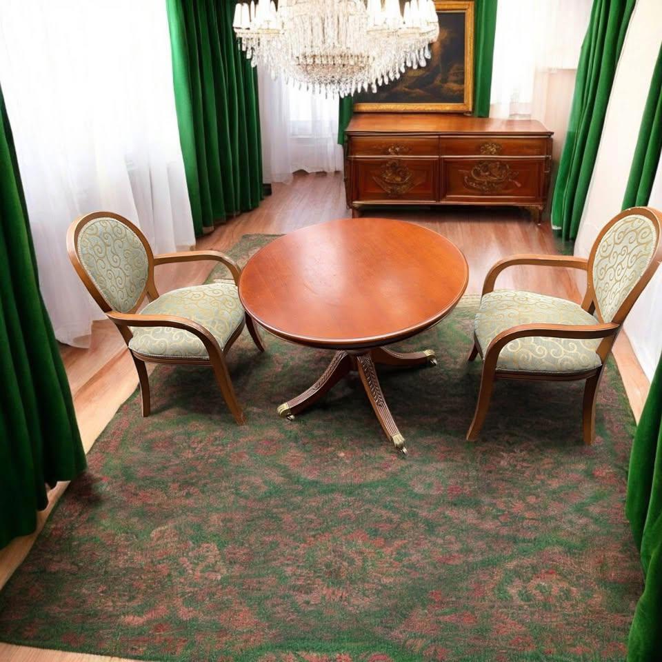 1.1m vintage round table $150 solid timber with brass wheels and matching large anchors $150 each