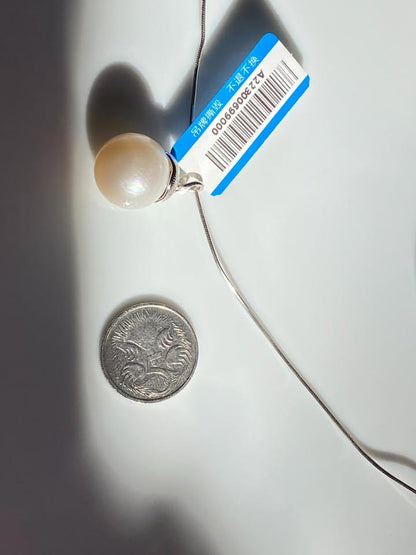 16mm giant natural pearl pendent in s925 necklace with certificate