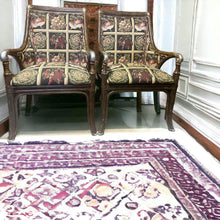 Load image into Gallery viewer, Antique timber arm chairs excellent for their ages solid and strong nice cushion
