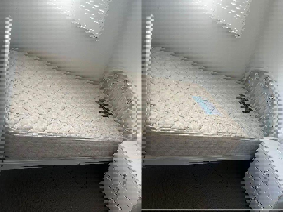 Antique single bed with mattress solid slats