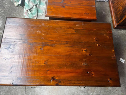 Rustic solid timber beside tables $300 for a pair and large coffee table $400