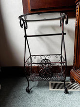 Load image into Gallery viewer, 65h x 34w x 22d cm brass vintage style magazine basket magazine rack
