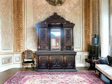 Load image into Gallery viewer, Impressive very large antique wall unit display cabinet mahogany 330x200x60cm hand carved
