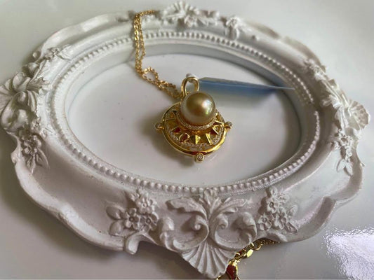 South Sea natural golden pearl swing earl pendant gold plated silver pendent