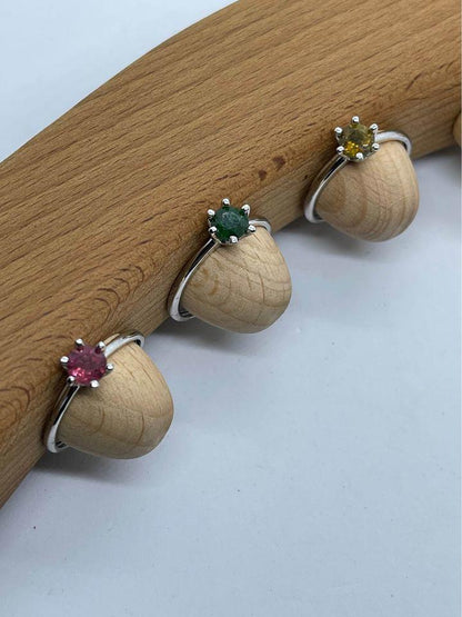 Natural Tourmaline adjustable rings sterling silver S925 Gift for her or him with Gift Box