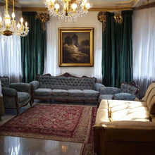 Load image into Gallery viewer, Reupholstered Italian vintage sofa set new 4 seat sofa +2 x single sofa

