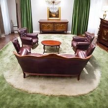 Load image into Gallery viewer, Perfect vintage real leather sofa set 7 seats 3 seat +2x single seat+ 2x armchair &amp; coffee table
