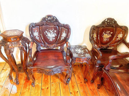 A set of Mother of Pearl Inlay Antique Chinese Armchairs 6 seats