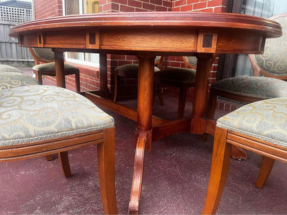 Impressive solid dinner table 2.45mx1.30m with 8 cushion large chairs