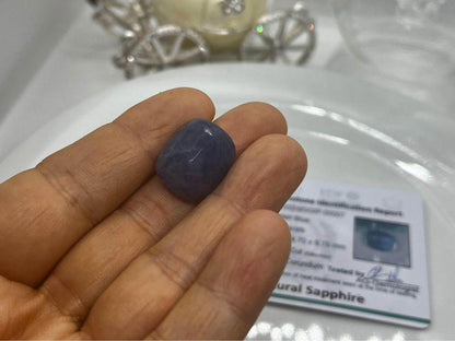 27.30ct natural sapphire violetish blue with certificated no heat treatment